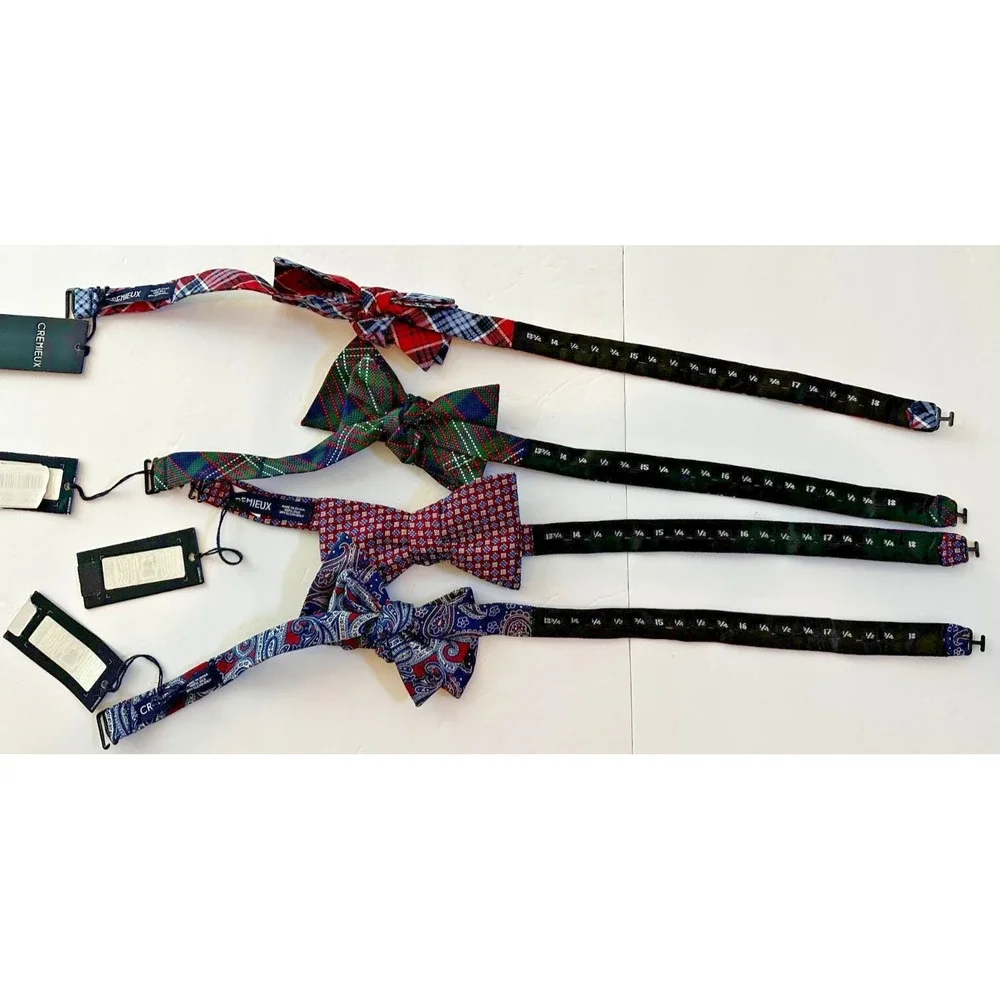 Cremeiux Bow Tie 100% Silk Plaid Paisley Geometric Green Blue Red NEW lot 4